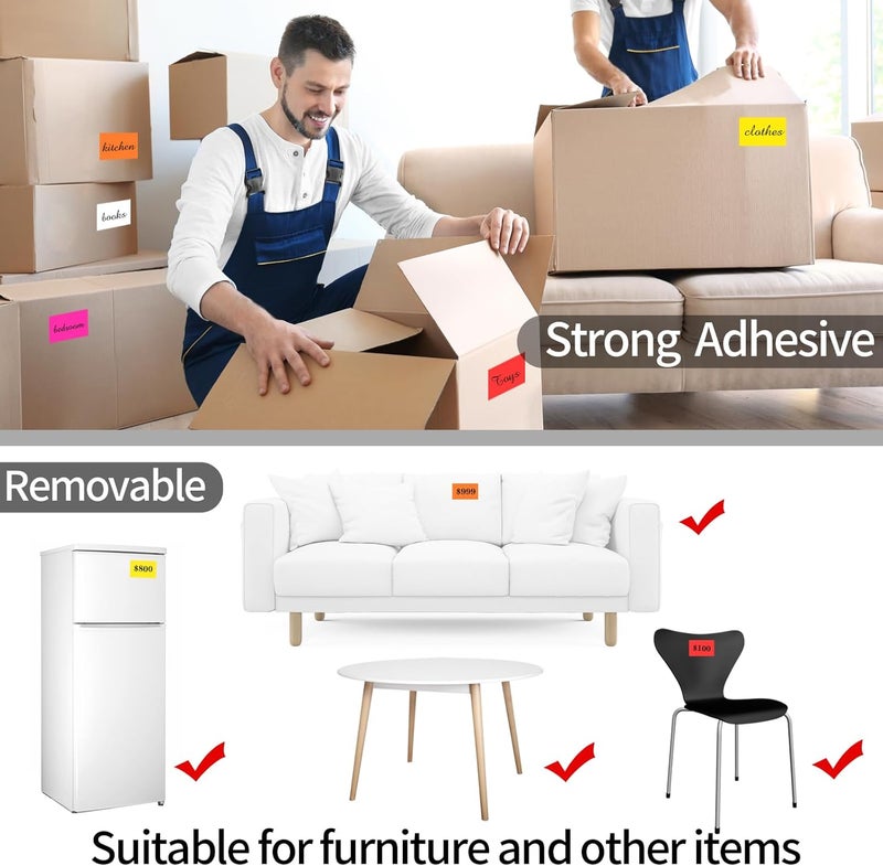 STARLIBOO Removable Colored Labels Stickers, 3X5 Inch Removable Large Label Stickers for Moving Boxes and Storage Bins- Waterproof- Tear Resistant (Yellow) - Image 4